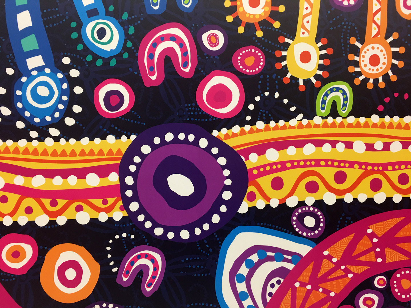 colourful painting by Australian first nations people