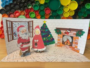 Vintage Christmas diorama Paper Doll Scene
