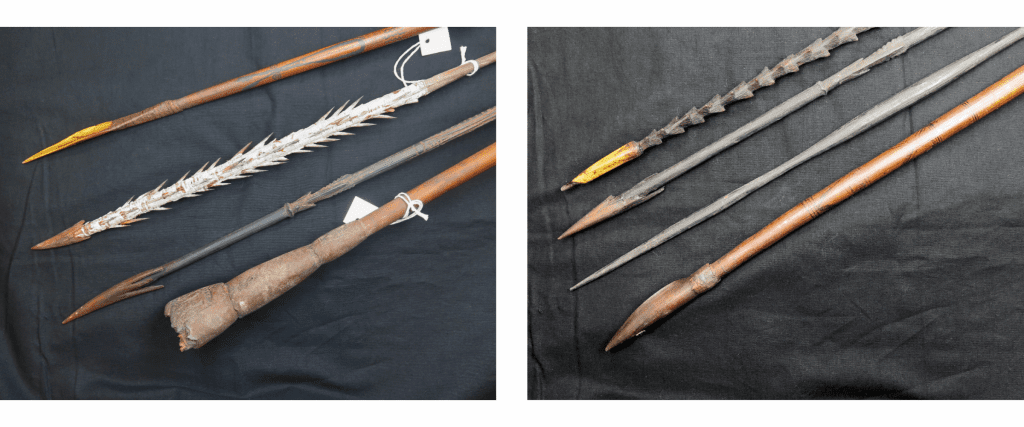 Close-up of handcrafted bow and arrows from Papua New Guinea